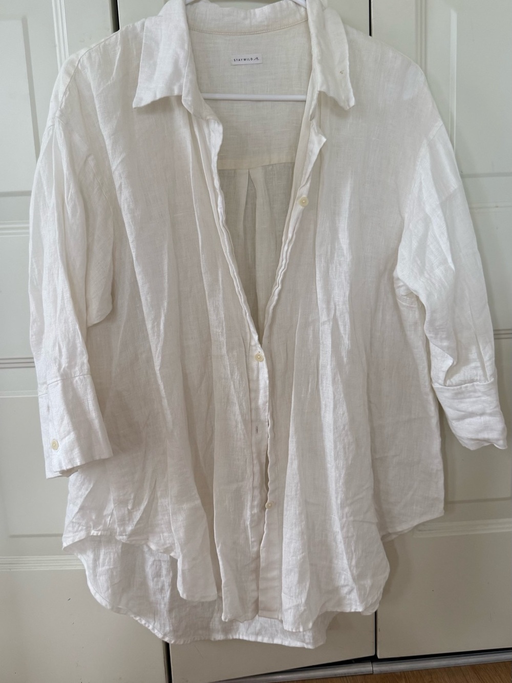 Flowy White Linen Button-Down Shirt - Lightweight Women's Top
